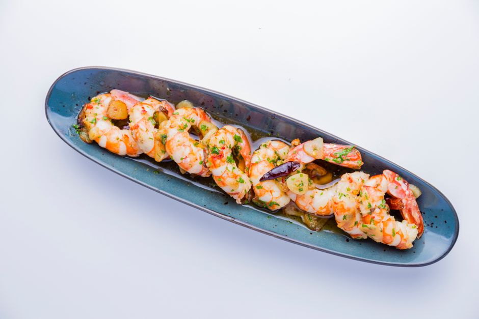 Gambas al vapor con ajo